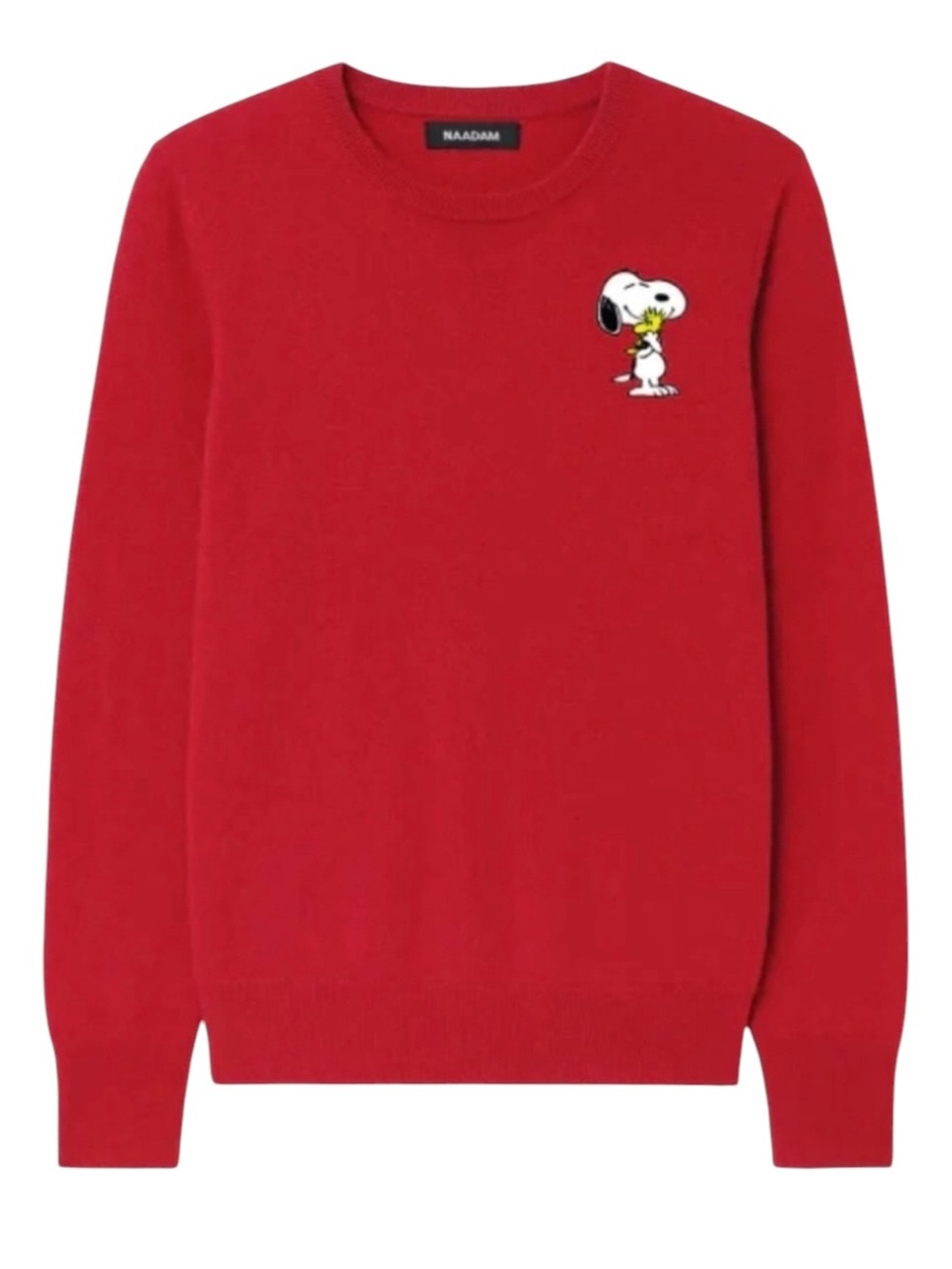 NAADAM X Peanuts Holiday Hug Cashmere Sweater in Red Size XL Unisex Snoopy